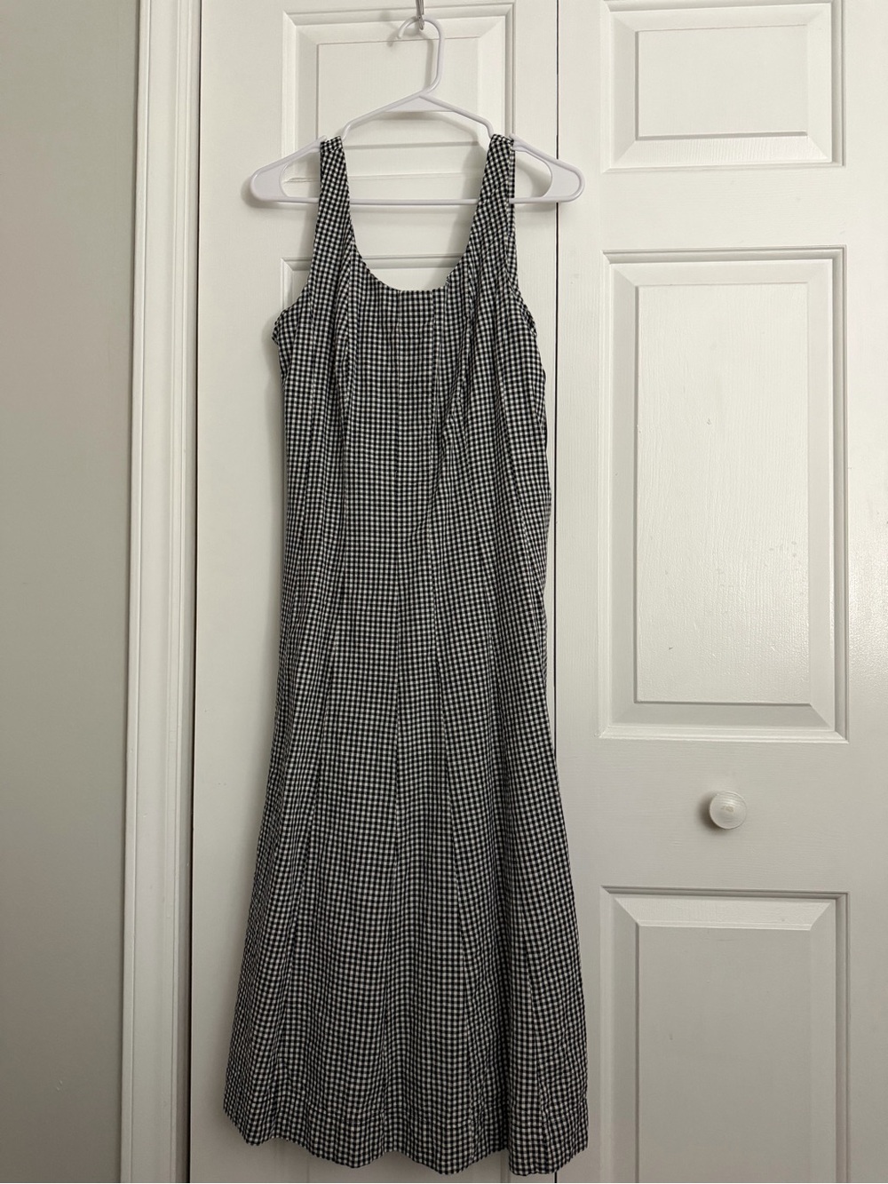 Sleeveless Black and White Gingham Maxi Dress